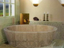travertine bathtub
