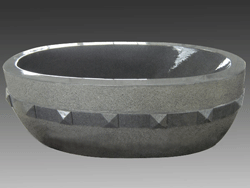 dark grey circle carving-granite bathtub