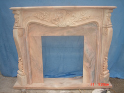 Fireplace from natural stone - red  marble