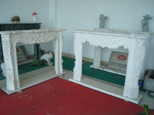 Fireplace from natural stone - white marble