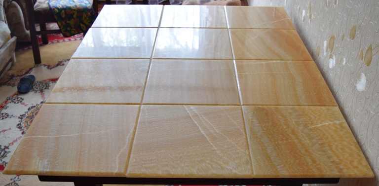 Honey onyx tile with bevelling