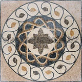 Stone mosaic tile medallion