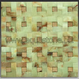 Gold metal and green onyx mosaic