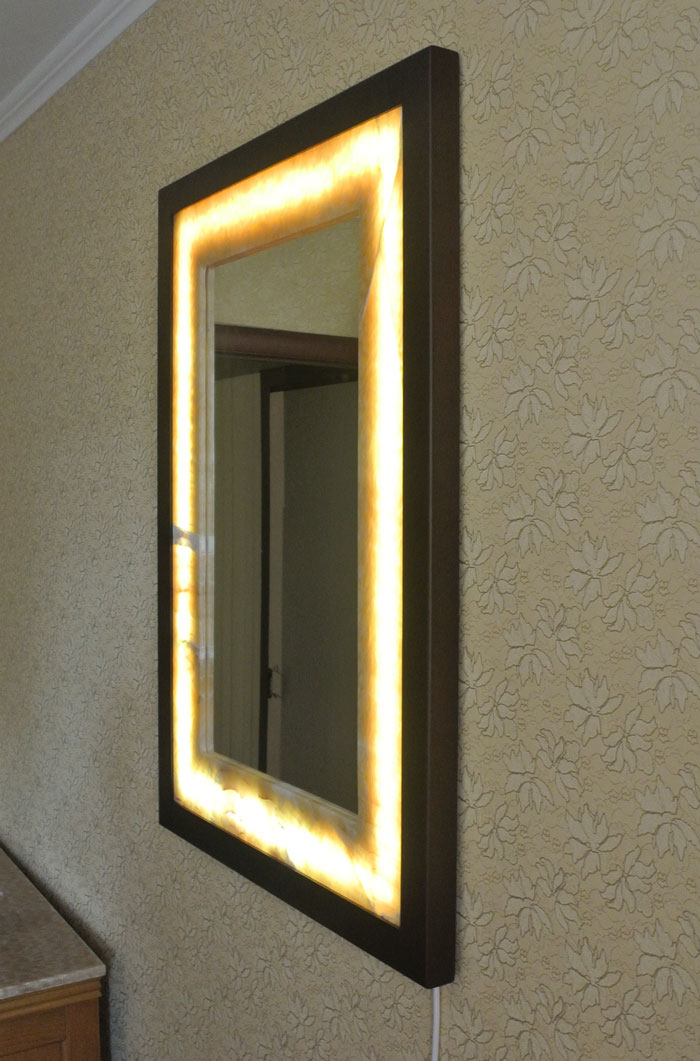 lighted onyx wall mounted mirror